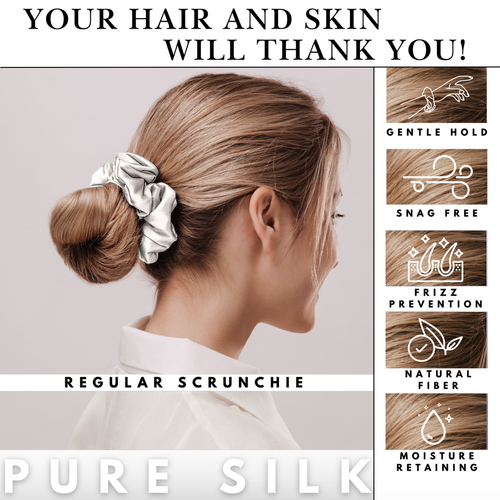 Regular 100% Mulberry Silk Scrunchie – Handmade in USA - Hair Tie - Picture 181 of 301