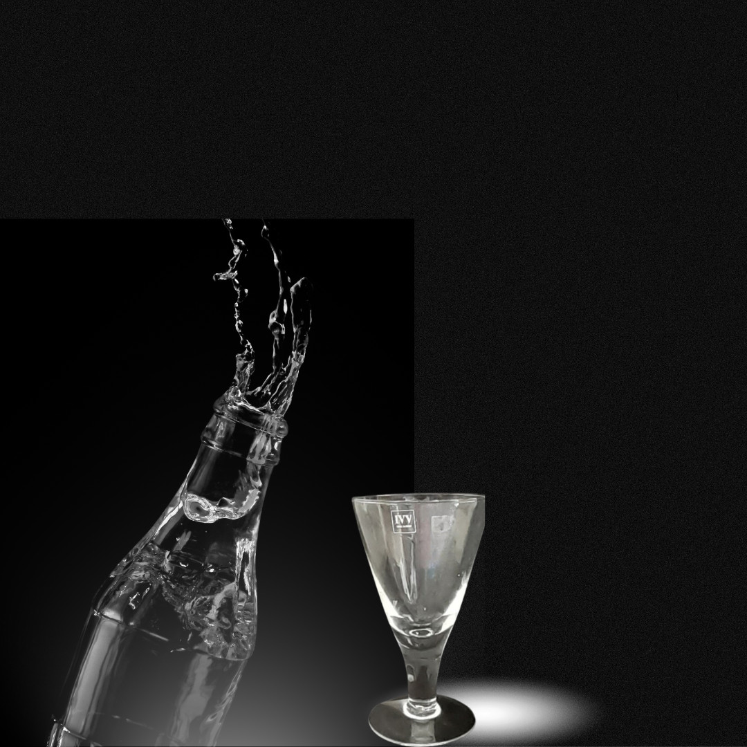 Juego 6 vasos de agua, zumo vidrio transparente con pie, hecho a mano 190 ml