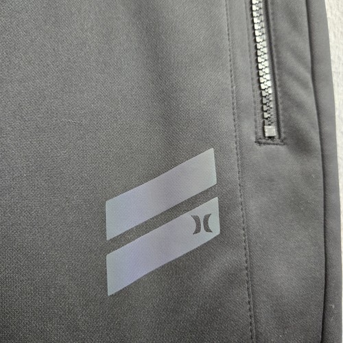 Hurley Men Activewear Pants L Black Joggers Zipper Logo 30" Inseam Polyester - Picture 5 of 13