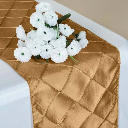 Gold Pintuck Table Runners, 30 cm x 274 cm (12" x 108") - Picture 1 of 2