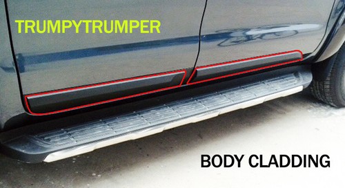 A MATTEBLACK SLIM BODY CLADDING FOR FORD RANGER PX1 PX2 2012 - 2018 4 DOORS - Picture 1 of 6