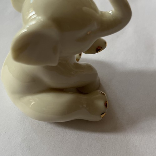 Lenox 3" Baby Elefant Porzellan Figur 24k Gold sitzender Rüssel Glück Echtheitszertifikat - Bild 12 von 14