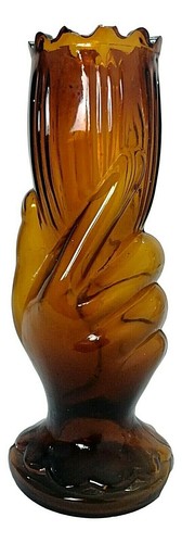 bicchiere vaso in vetro ambra portieux vallerysthal 1950 francia - Picture 1 of 4