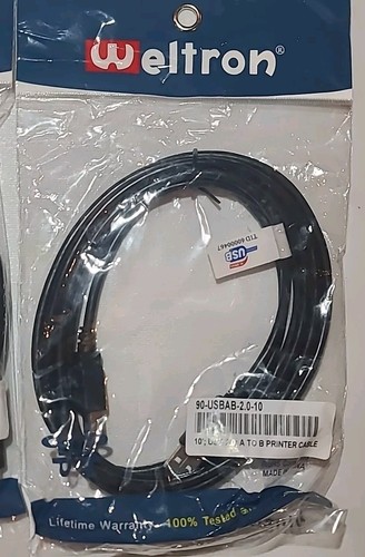 2X Pack Printer Cable 10ft USB 2.0 A Male to B Male Cord for HP Epson Canon Dell - Picture 3 of 5