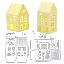 GLOBLELAND 3D House Cutting Dies House Embossing Stencil Template Carbon Stee...