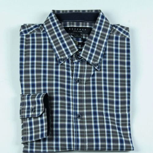 Buffalo Jeans Plaid 100% Cotton Dress Shirts for Men