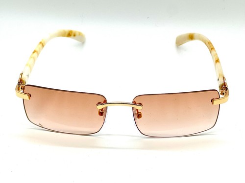 Rote Gläser Brille Braun Metallgestell Mode Sonnenbrille Marmor Bügel Holzig Neu - Bild 50 von 88