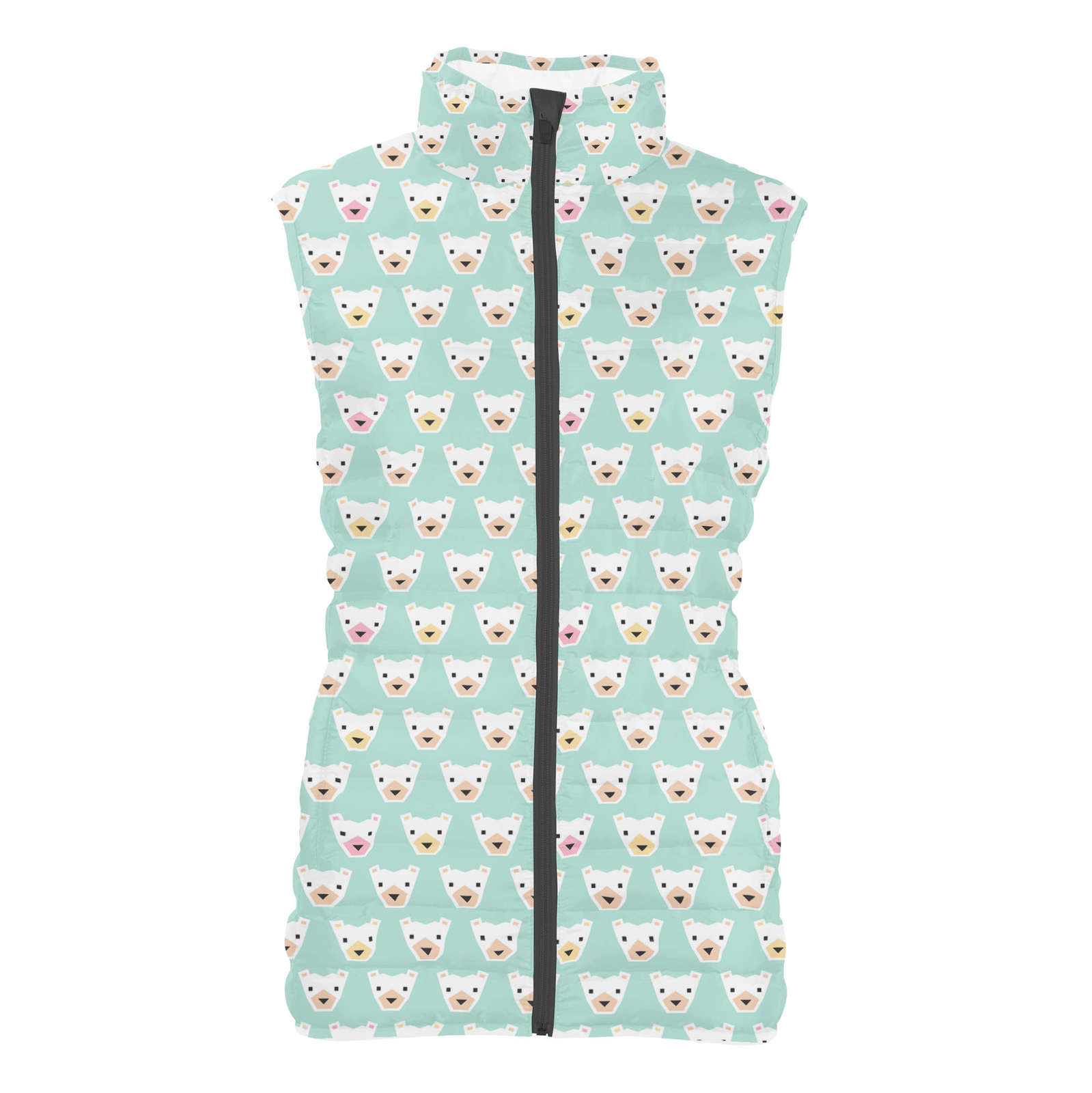 Geometric Bears on Mint Mens Puffer Vest Bodywarmer Gilet Geometric Bears on Mint Mens Puffer Vest Bodywarmer Gilet