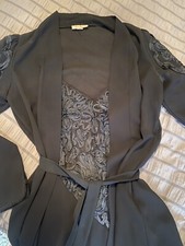 Vintage Black Flora Nikrooz Lingerie Set, Floral Ribbon Appliqu Accents, Lg