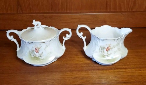 RS PRUSSIA Magnolia FLORAL DESIGN~CREAMER & SUGAR BOWL - Picture 2 of 10