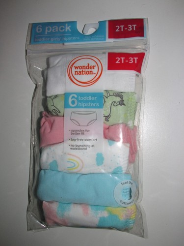 Toddler Girls Hipster Briefs 6 PACK (Size 2T-3T) BRAND NEW IN PACKAGE