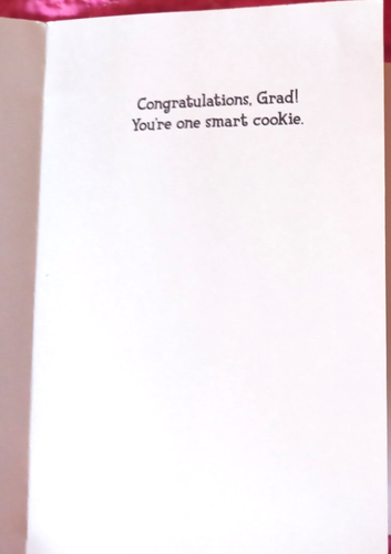 8 1/4 X 5 1/4" WIDE "YOU'RE ONE SMART COOKIE" GRADUATION CARDBOARD CARD - Picture 2 of 4