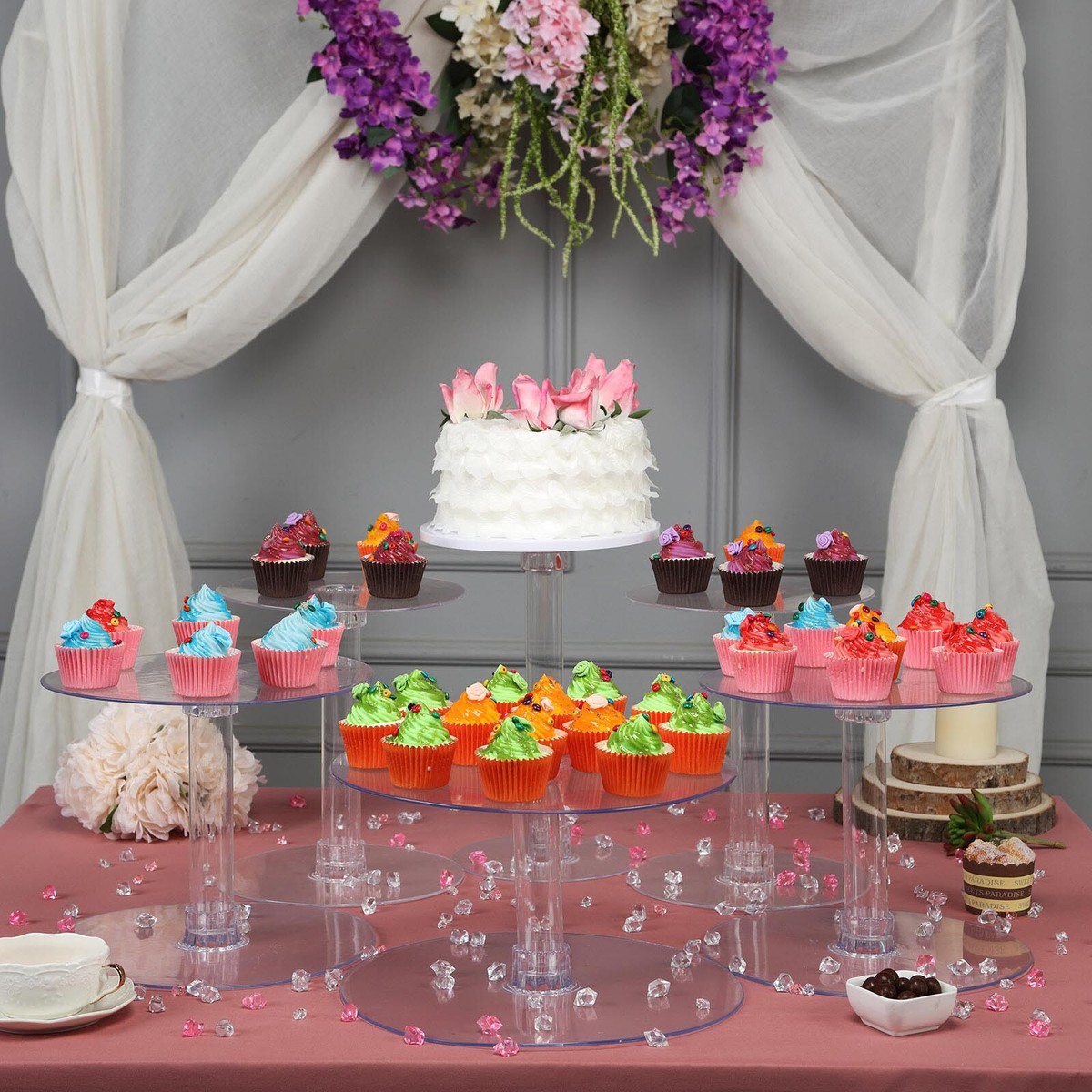 6 Tiers ACRYLIC Clear CAKE STAND Wedding Birthday Cupcake Display