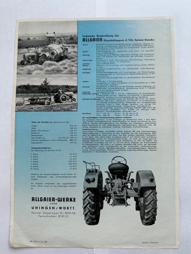 Brochure Allgaier trattore diesel sistema A133 trattore Porsche - Foto 2 di 2