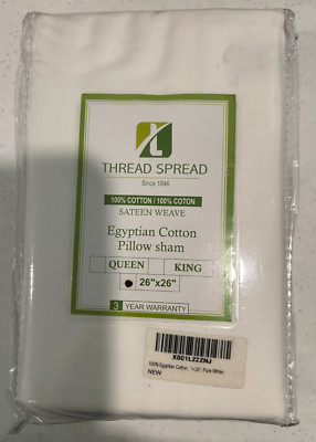 Thread Spread Egyptian 100% Cotton Pillow Sham Set of 2 White New FREE SHIPPING