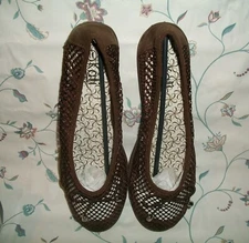 Kali Sally Ladies Brown Net Flats Shoes Pick Your Size