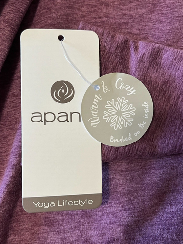 Apana Womens Yoga Top Size Small (S) Warm & Cozy Brushed Neck Long Sleeve Purple - Picture 3 of 7