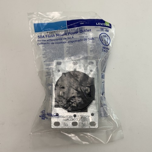 Leviton R10-00279-S00 50A 125/250V Duplex Black Outlet 3.75 Hx2.42 Wx1.57 D in. - Picture 2 of 4