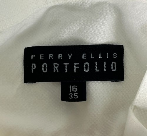 Perry Ellis Portfolio Tuxedo Dress Shirt Men 16 35 White 100% Cotton French Cuff - Picture 4 of 7