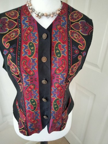 Eastex Waistcoat Paisley Size UK 14 Made In Great Britain Vintage VGC