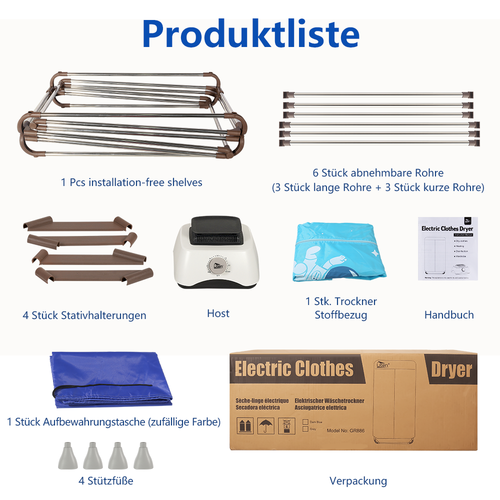 1500W Elektrisch Trockner Wäschetrockner Warmluft Trockenschrank Energiesparende - Bild 27 von 128