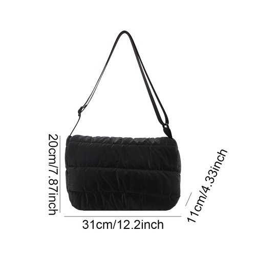 Women Magnetic Closure Nylon Handbag Quilted Crossbody Purse Casual Clutch Purse - Picture 11 of 26