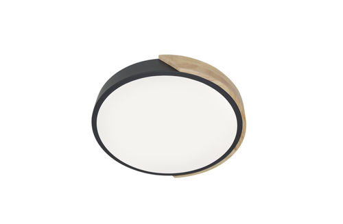 Modern LED Ceiling & Wall Light Fixture 36W Black & Wood Finish - Picture 2 of 19