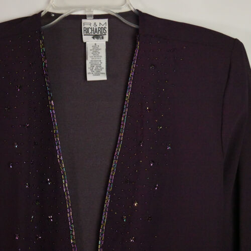 R&M Richards Size 8 Purple Embellished Outerwear Lightweight Evening Jacket - Picture 2 of 12