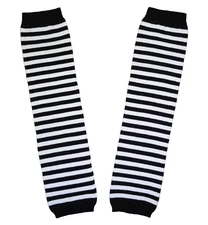 VTG Y2K 90's GOTH PUNK BLACK & WHITE STRIPED ARM WARMERS FINGERLESS GLOVES NWOT