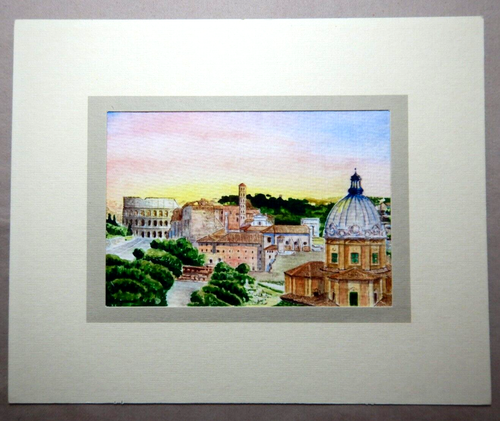PINTURA ITALIANA EN MINIATURA ACUARELA ROMA FIRMADA Y FECHADA 2010 P139 - Imagen 2 de 4