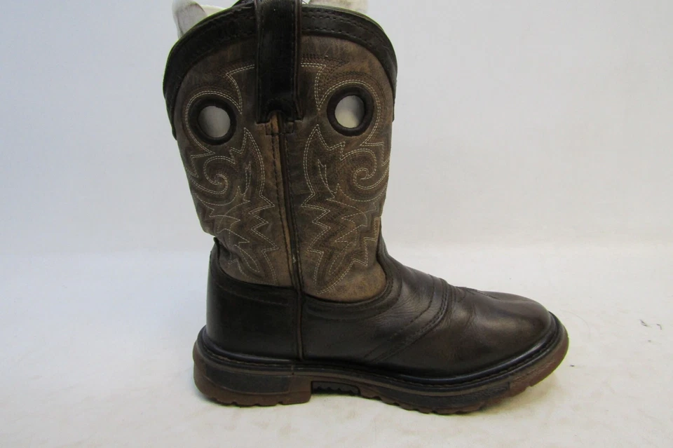 Botas de Vaquero Rocky Little Kids Jóvenes Talla 2 M Cuero Marrón Buckaroo Stockman Foto 4 de 4