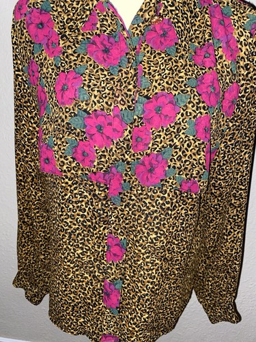 Blusa Eva Laurel New York Leopardo Floral 12 De Colección Hecha en EE. UU. - Imagen 3 de 9