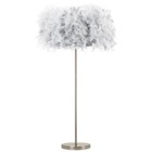 Modern and Chic Real Grey Feather Floor Lamp with Satin Nickel Base and Switc...