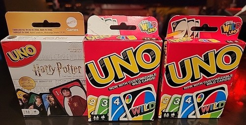 Menge 3 Mattel Spiele UNO Kartenspiel anpassbar Wild 112 Harry Potter ALLES NEU! 