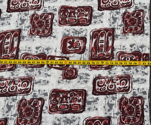 Vintage 40s Abstract Tiki Hawaiian Cotton Drapery Panel Mid Century Fabric 40s - Picture 11 of 16