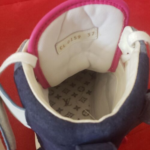 Louis Vuitton Boombox Women high top Sneakers Boot Blue Pink White Size 37 - Picture 18 of 21