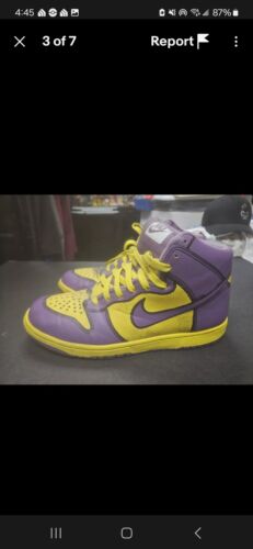 Super RARE🔥 Nike Dunk High 1 Piece Premium Purple Yellow 12 Vintage 2007 Size 9 - Picture 3 of 6