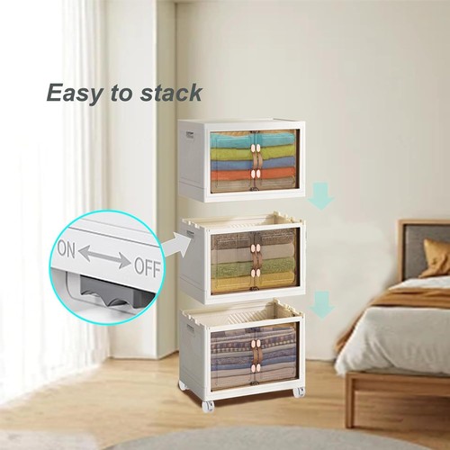 Stackable Closet Organizers with Lid collapsible Storage Containers Plastic box - Picture 4 of 9
