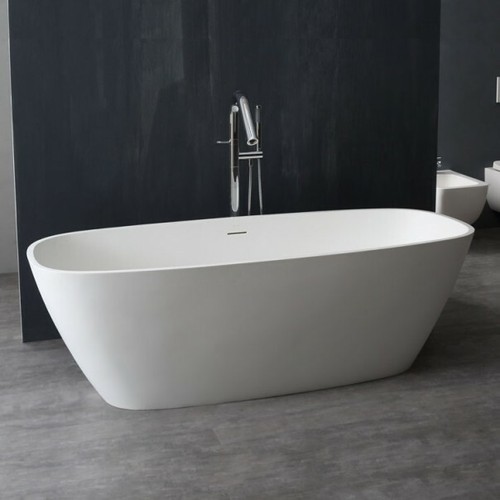 Freistehende Badewanne 175x75 cm weiß matt Wanne Mineralguss  - Bild 1 von 7