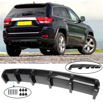 For Jeep Grand Cherokee Glossy Rear Bumper Diffuser Spoiler Splitter Lip Carbon