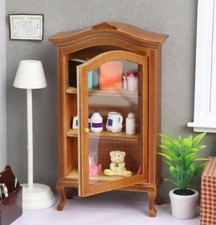 1/12 Beech Antique Dollhouse Display Cabinet Dolls House Miniature Bookcase