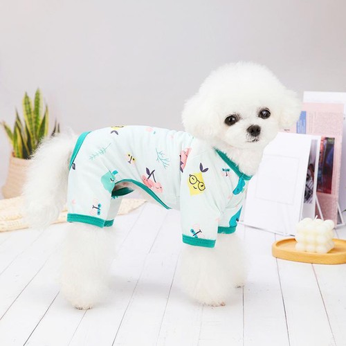 Hund Haustier Pyjama lockerer Overall Cartoon Druck Kleidung für Chihuahuas mit Füßen - Bild 7 von 17