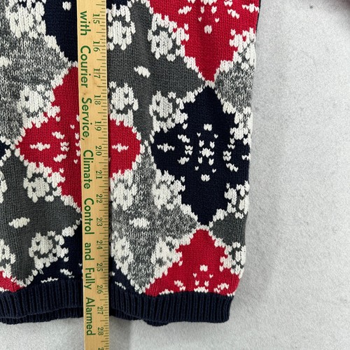 FIRST ISSUE LIZ CLAIBORNE Sweater M Cotton Argyle Knit Pullover Blue Vintage - Picture 11 of 12