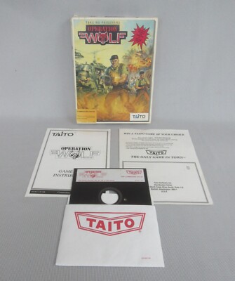 OPERATION WOLF by Taito 1988 Commodore C64/128 Game Disk, Manual, & Box