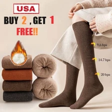 Cotton Knit Socks Hosiery Tights Over The Calf Thick Stockings Calf Knee Gift US