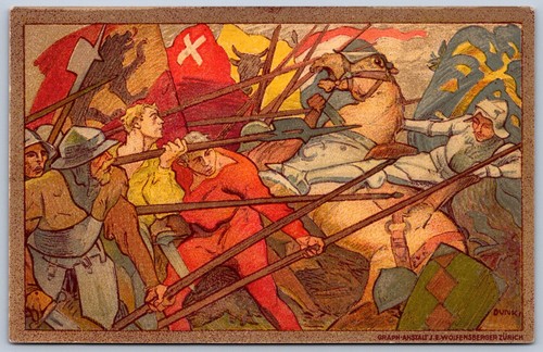 K18/ Interesting Postcard c1910 Zurich Switzerland Soldiers Battle 365 - Picture 1 of 4