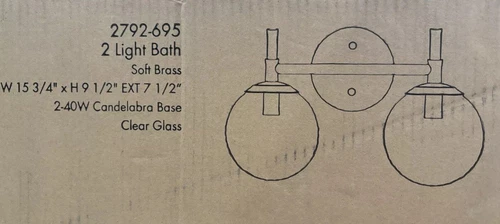 Minka-Lavery 2792-695 Auresa Bathroom Vanity Light Vantage Fixture in Soft Brass - Picture 1 of 7