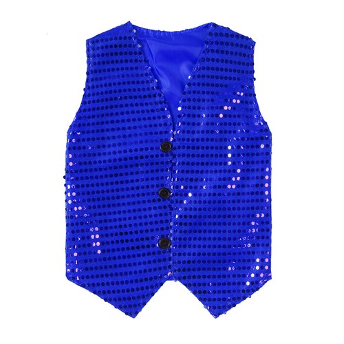 Kid Boys Girls Sequins Vest Top Waistcoat Jazz Hip Hop Stage Performance Costume - Picture 25 of 38