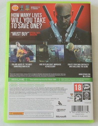 XBOX 360 Game Hitman Absolution PAL - Disc/Manual - Worldwide Shipping - Picture 2 of 3