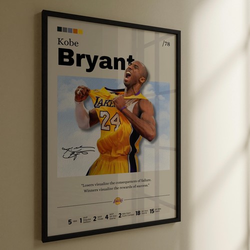 Kobe Bryant poster, Los Angeles Lakers wall art, basketball print, Bryant Print - Picture 3 of 10